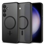 Juodas dėklas Samsung S731 S25 FE Matte MagSafe su matine tekstūra ir apsauga telefonui