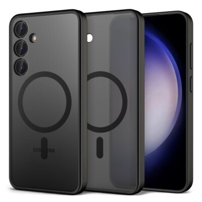 Juodas dėklas Samsung S731 S25 FE Matte MagSafe su matine tekstūra ir apsauga telefonui