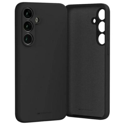 Juodas dėklas Samsung S731 S25 FE Mercury Silicone su trimis kameros angomis