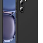 Juodas dėklas Samsung S731 S25 FE X-level Dynamic su matinio paviršiaus tekstūra ir kamera apgaubtas.