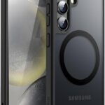 Juodas dėklas Samsung S921 S24 Matte MagSafe su matiniu paviršiumi ir kameros išpjova