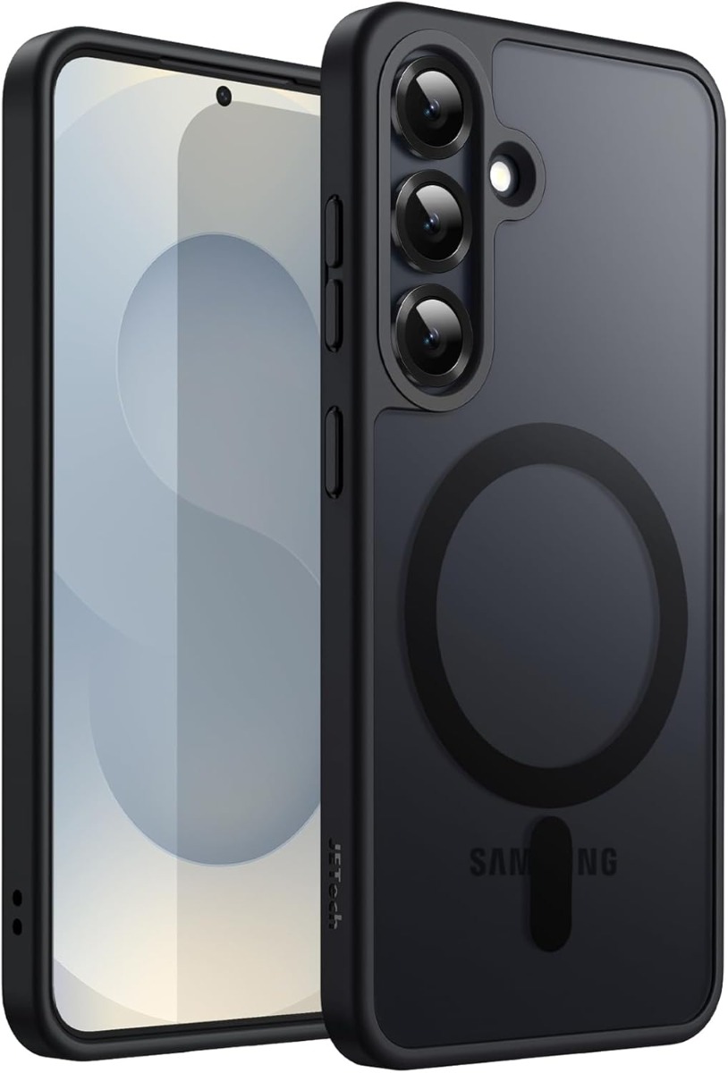 Juodas dėklas Samsung S936 S25 Plus Matte MagSafe Juodas dėklas Samsung S936 S25 Plus Matte MagSafe su trimis kameromis ir matiniu paviršiumi