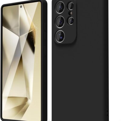 Juodas dėklas Samsung S938 S25 Ultra Liquid Silicone 1.5mm su matiniu paviršiumi ir kamera apsauga