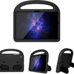 Juodas dėklas Samsung X200 X205 Tab A8 10.5 2021 su plačiu rankena ir apsauga ekranui