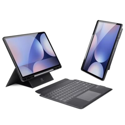 Juodas dėklas su klaviatūra Dux Ducis DK skirtas Samsung Tab S10 Ultra ir Tab S9 Ultra planšetėms