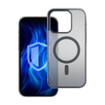 Juodas dėklas telefonui Apple iPhone 16 Pro 3mk Frosty MagCase permatomas su magnetiniu žiedu