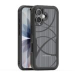 Juodas dėklas telefonui Apple Iphone 17 su apsauga aplink objektyvą ir dekoratyviniais raštais