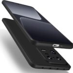 Juodas dėklas Xiaomi 13 Pro is matmenimis ir kamera gerai matomi kraštai