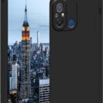 Juodas dėklas Xiaomi Redmi 11A 12C Poco C55 Liquid Silicone 1.5mm telefonu apsaugai