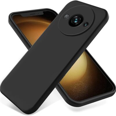 Juodas dėklas Xiaomi Redmi A3 Liquid Silicone 1.5mm apsauga telefonui su apvaliu kamerų iškirpimu