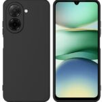 Juodas dėklas Xiaomi Redmi A5 Poco C71 Liquid Silicone 1.5mm vaizdas priekinė ir galinė pusės