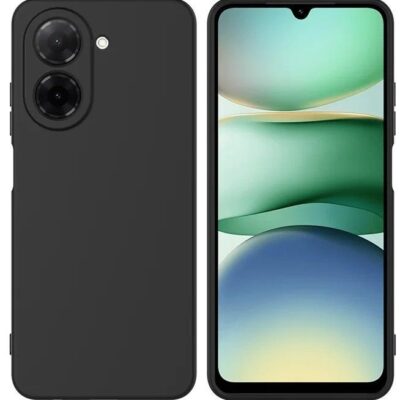 Juodas dėklas Xiaomi Redmi A5 Poco C71 Liquid Silicone 1.5mm su matiniu paviršiumi ir kamerų apsauga