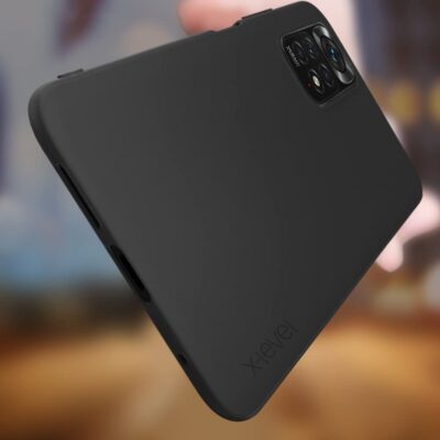 Juodas dėklas Xiaomi Redmi Note 11 4G Note 11S X-level Guardian, matomas iš nugarėlės pusės su apvaliais kampais ir juodu matinio paviršiaus dizainu