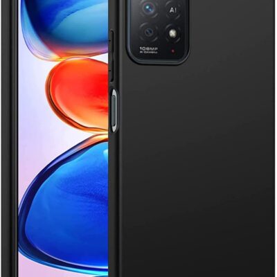 Juodas dėklas Xiaomi Redmi Note 11 Pro 5G su matiniu paviršiumi ir tiksliais išpjovomis