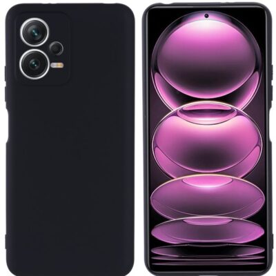 Juodas dėklas Xiaomi Redmi Note 12 5G X-level Dynamic su matiniu paviršiumi abu pusių vaizdai