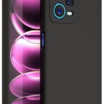 Juodas dėklas Xiaomi Redmi Note 12 Pro 5G su apsauga kamerai ir minimalistiniu dizainu