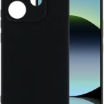 Juodas dėklas Xiaomi Redmi Note 14 5G Liquid Silicone su kameros išpjovomis