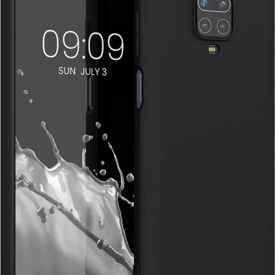 Juodas dėklas Xiaomi Redmi Note 9 Pro su lygiu matinio paviršiaus dizainu ir tikslu kamerų iškirpimu