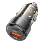 Juodas įkroviklis automobilinis Borofone BZ20A PD65W+QC3.0 83W su dviem USB lizdais