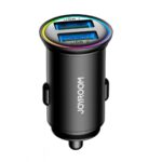 Juodas įkroviklis automobilinis Joyroom JR-CCN03 su dviem USB-A jungtimis