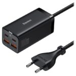 Juodas įkroviklis buitinis Baseus GaN3 Pro 2xType-C 2xUSB 100W su įmone ir kabeliu