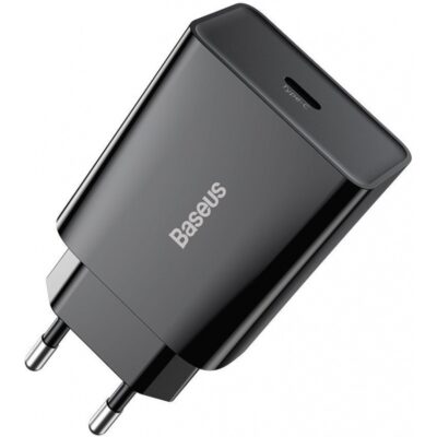 Juodas įkroviklis buitinis Baseus Speed Mini Quick Charger 1C 20W CCFS-SN01 su Type-C jungtimi