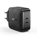 Juodas įkroviklis buitinis Ugreen CD216 GaN su dviem USB-C jungtimis