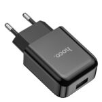 Juodas įkroviklis Hoco N2 10W USB-A su USB jungtimi ir standartine rozete
