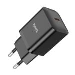 Juodas įkroviklis Hoco N27 PD20W su vienu USB-C išėjimu ir europine kištukine dalimi