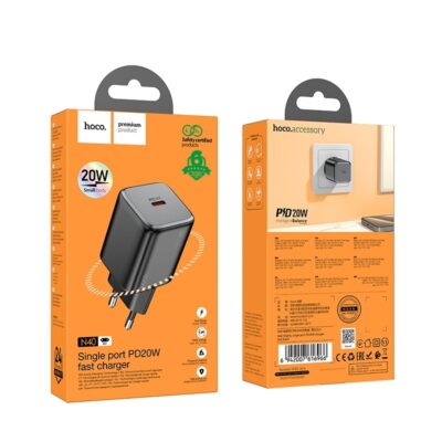 Juodas įkroviklis Hoco N40 20W USB-C kompaktiško dizaino