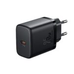 Juodas įkroviklis Joyroom JR-TCF11 su USB-C jungtimi ir 25W įkrovimo galia