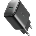 Juodas įkroviklis Joyroom JR-TCF20 USB-C PD20W su metalinėmis kontaktinėmis kojelėmis