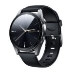 Juodas išmanusis laikrodis Joyroom JR-FC2 Classic Series Smart Watch su apvaliu ciferblatu ir silikoniniu dirželiu