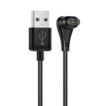 Juodas kabelis Reach USB-A to Garmin Watch su 1 metrų ilgiu ir USB simboliu juodos spalvos jungtyje