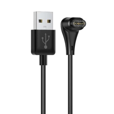 Juodas kabelis Reach USB-A to Garmin Watch su 1 metrų ilgiu ir USB simboliu juodos spalvos jungtyje