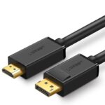 Juodas kabelis Ugreen DP101 DisplayPort to HDMI 2.0m su auksiniais jungtimis
