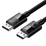 Juodas kabelis Ugreen DP114 DisplayPort 1.4 su metaliniais kištukais ir pintu korpusu