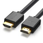 Juodas kabelis Ugreen HD104 HDMI to HDMI su auksiniais jungtimis