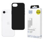 Juodas matinis dėklas Apple iPhone 16E 3MK Matt prie balto iPhone ir pakuotės