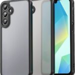 Juodas matinis dėklas Samsung A165 A16 4G su matine paviršiaus tekstūra ir apsauga kamerai