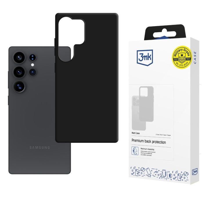 Juodas matinis dėklas Samsung S938 S25 Ultra 3MK matt case Juodas matinis dėklas Samsung S938 S25 Ultra 3MK matt case su pakuote