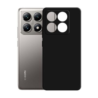 Juodas matinis dėklas Xiaomi 14T Pro, apsaugantis telefono galinę dalį ir kamerą