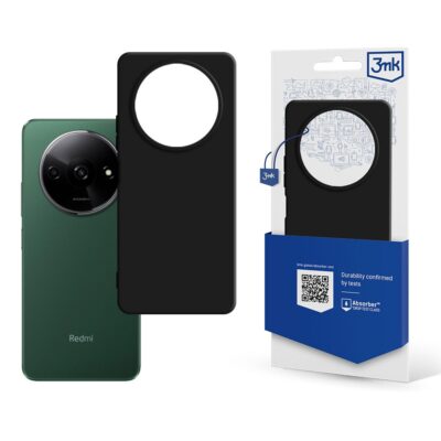 Juodas matinis dėklas Xiaomi Redmi A3 su dideliu apvaliu kamerų išpjovimu