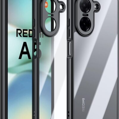 Juodas matinis dėklas Xiaomi Redmi A5 Poco C71 su apsauga kameros ir ekrano kraštų