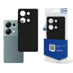 Juodas matinis dėklas Xiaomi Redmi Note 13 Pro 4G 3MK Matt šalia telefono ir pakuotės