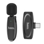 Juodas mikrofonas Hoco L15 Type-C su sidabriniu USB-C jungtimi ir putplasčio apsauga