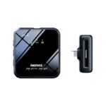 Juodas mikrofonas Remax K11 Lightning su blizgiu paviršiumi ir indikatorių lemputėmis