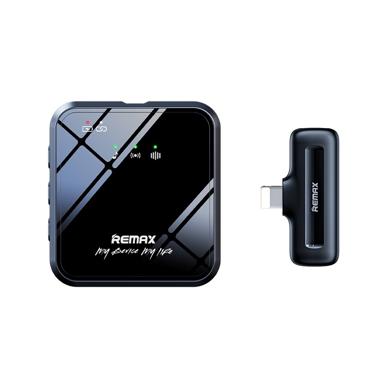 Juodas mikrofonas Remax K11 Lightning Juodas mikrofonas Remax K11 Lightning su blizgiu paviršiumi ir indikatorių lemputėmis