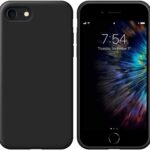 Juodas silikoninis dėklas Apple iPhone 7 8 SE 2020 Liquid Silicone 1.5mm nuo galinės ir priekinės pusės