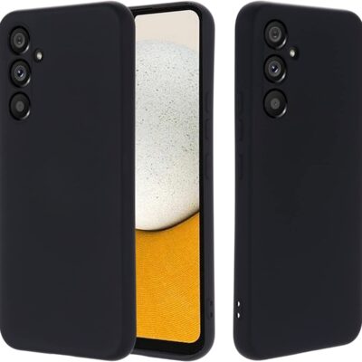 Juodas silikoninis deklas Samsung Galaxy A346 A34 5G Liquid Silicone 1.5mm matomas is skirtingu kampu